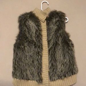 Faux Fur Vest, Grey/Brown. Zara Kids. Small.